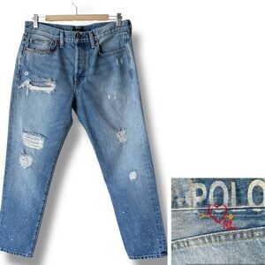 Polo Ralph Lauren Avery Boyfriend Distressed Embroidered Jeans Size 28